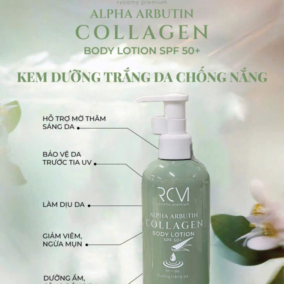 RYCOMY Sữa Dưỡng Trắng Da Chống Nắng Toàn Thân Alpha Arbutin Collagen Body Lotion SPF50+ 250ml